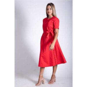 Γυναικείο-midi-κόκκινο-φόρεμα,-Chic-&-Chic-1