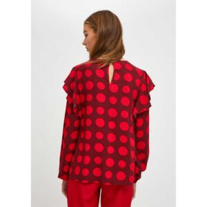 Γυναικεία smock πουά μπλούζα, fa21she47000056, chic & chic, Κέρκυρα, fashion shop 1