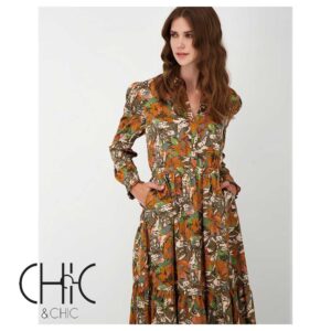 Φόρεμα vintage blooms midi σεμιζιε, νέα κολεξιόν, chic & chic 2