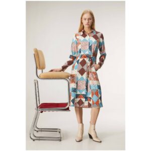 Σεμιζιέ φόρεμα με patchwork σχέδιο, Chic & Chic